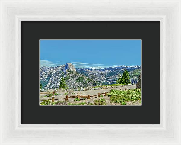Paradise in California Wonderful Landscape of Half Dome and Waterfall - Framed Print