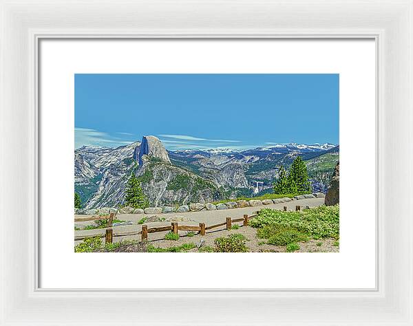 Paradise in California Wonderful Landscape of Half Dome and Waterfall - Framed Print