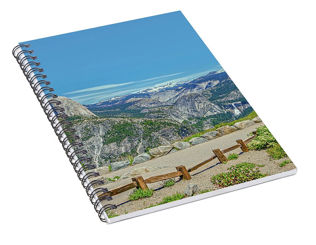 Paradise in California Wonderful Landscape of Half Dome and Waterfall - Spiral Notebook