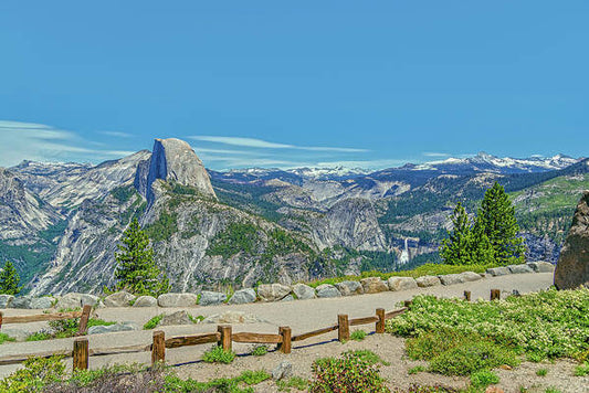 Paradise in California Wonderful Landscape of Half Dome and Waterfall - Art Print