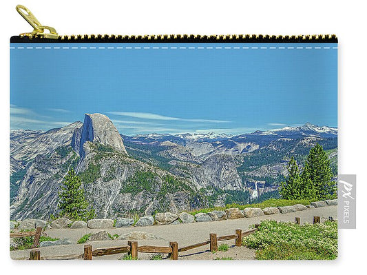 Paradise in California Wonderful Landscape of Half Dome and Waterfall - Zip Pouch