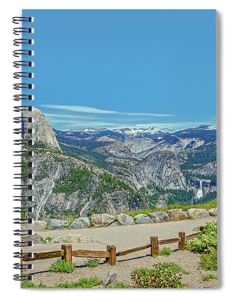 Paradise in California Wonderful Landscape of Half Dome and Waterfall - Spiral Notebook