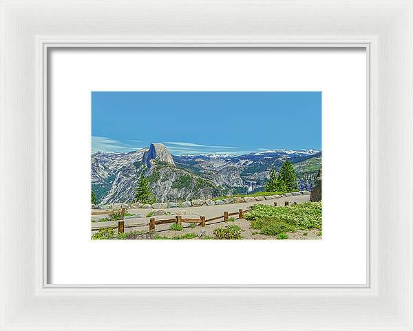 Paradise in California Wonderful Landscape of Half Dome and Waterfall - Framed Print