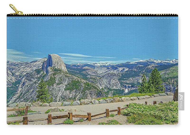 Paradise in California Wonderful Landscape of Half Dome and Waterfall - Zip Pouch