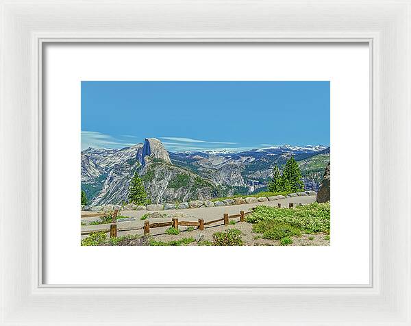 Paradise in California Wonderful Landscape of Half Dome and Waterfall - Framed Print