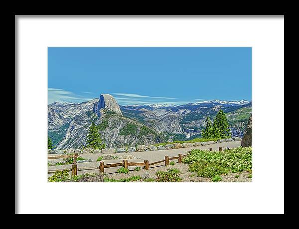 Paradise in California Wonderful Landscape of Half Dome and Waterfall - Framed Print
