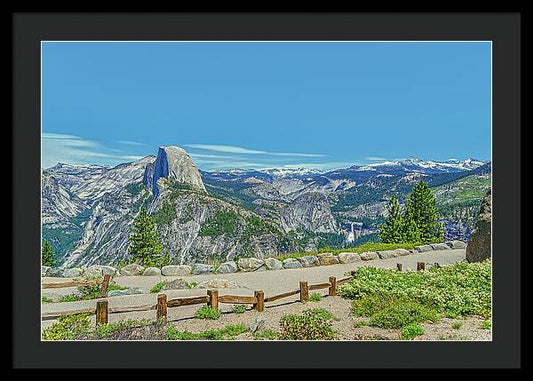 Paradise in California Wonderful Landscape of Half Dome and Waterfall - Framed Print