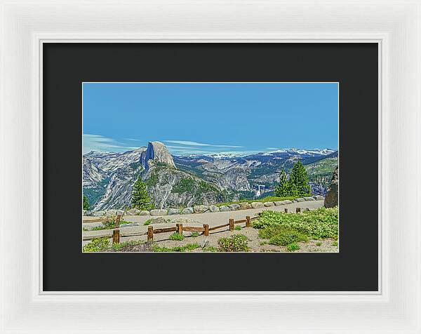 Paradise in California Wonderful Landscape of Half Dome and Waterfall - Framed Print