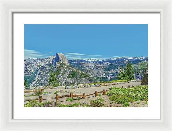 Paradise in California Wonderful Landscape of Half Dome and Waterfall - Framed Print