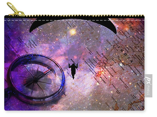 Paraglider Seeking Destination on a Map - Zip Pouch