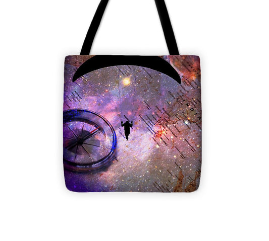 Paraglider Seeking Destination on a Map - Tote Bag