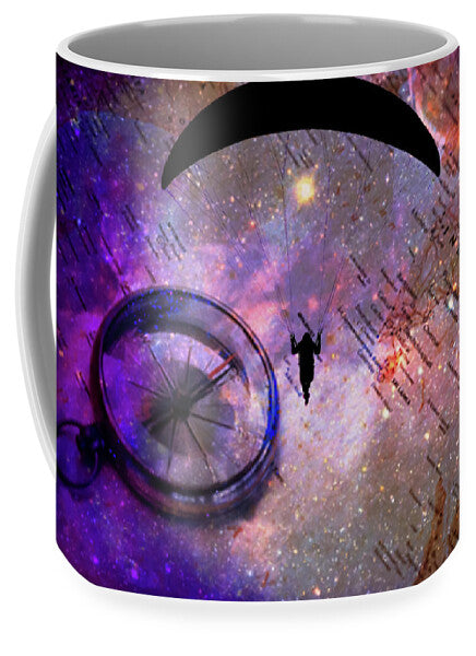 Paraglider Seeking Destination on a Map - Mug