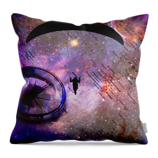 Paraglider Seeking Destination on a Map - Throw Pillow