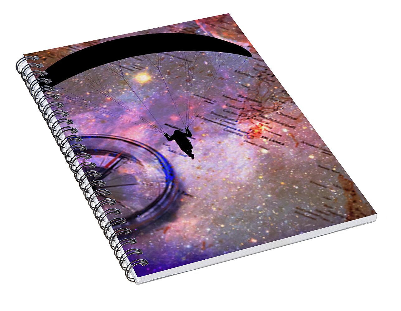 Paraglider Seeking Destination on a Map - Spiral Notebook