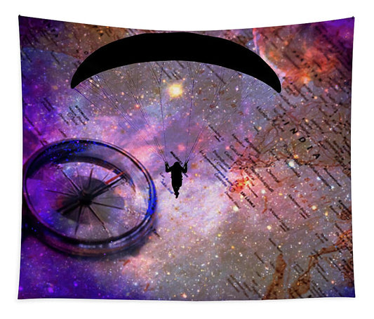 Paraglider Seeking Destination on a Map - Tapestry