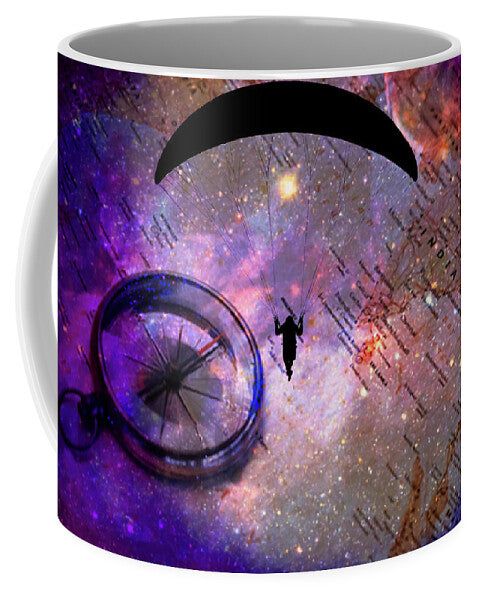 Paraglider Seeking Destination on a Map - Mug