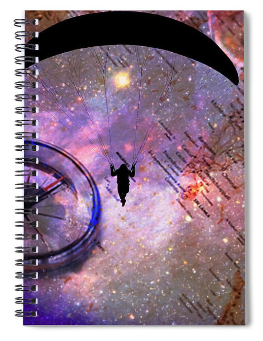 Paraglider Seeking Destination on a Map - Spiral Notebook