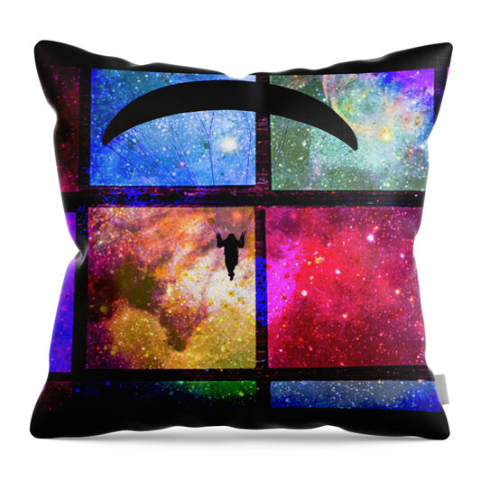 Paragliding Silhouette and Boxed Art - Throw Pillow