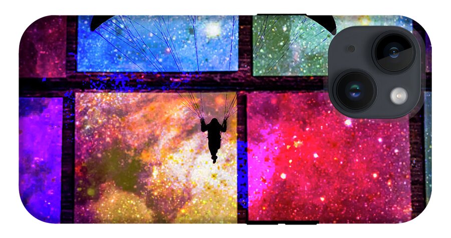 Paragliding Silhouette and Boxed Art - Phone Case