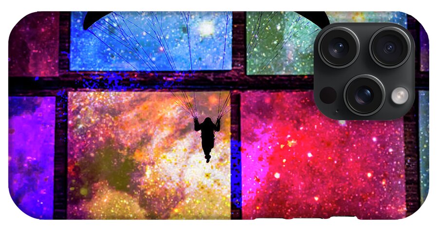 Paragliding Silhouette and Boxed Art - Phone Case