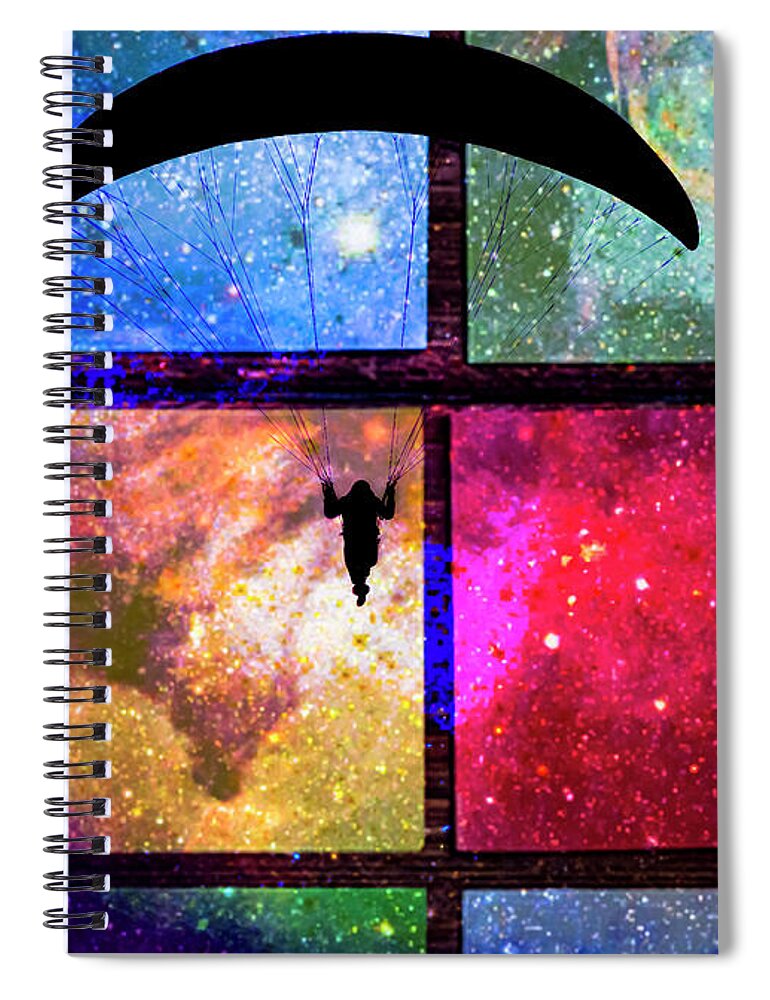 Paragliding Silhouette and Boxed Art - Spiral Notebook