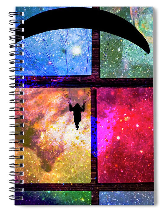 Paragliding Silhouette and Boxed Art - Spiral Notebook