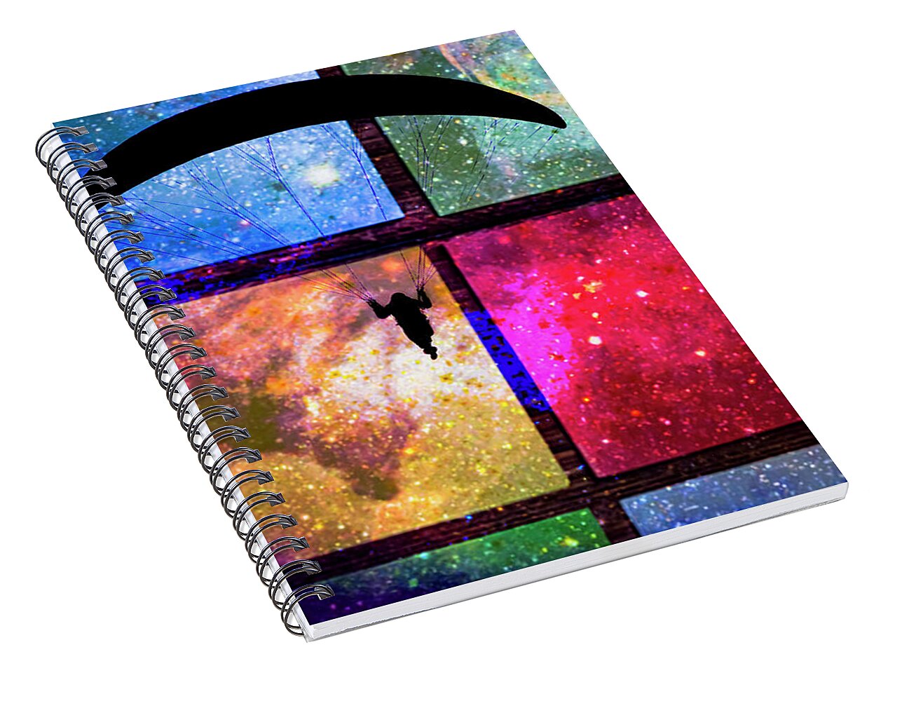 Paragliding Silhouette and Boxed Art - Spiral Notebook