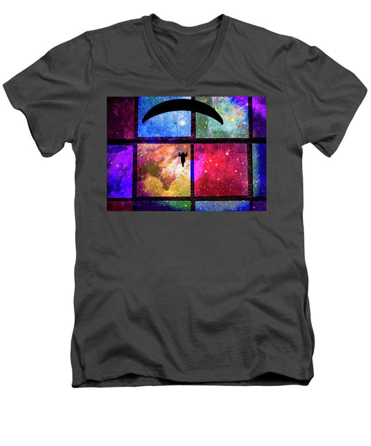 Paragliding Silhouette and Boxed Art - Men's V-Neck T-Shirt