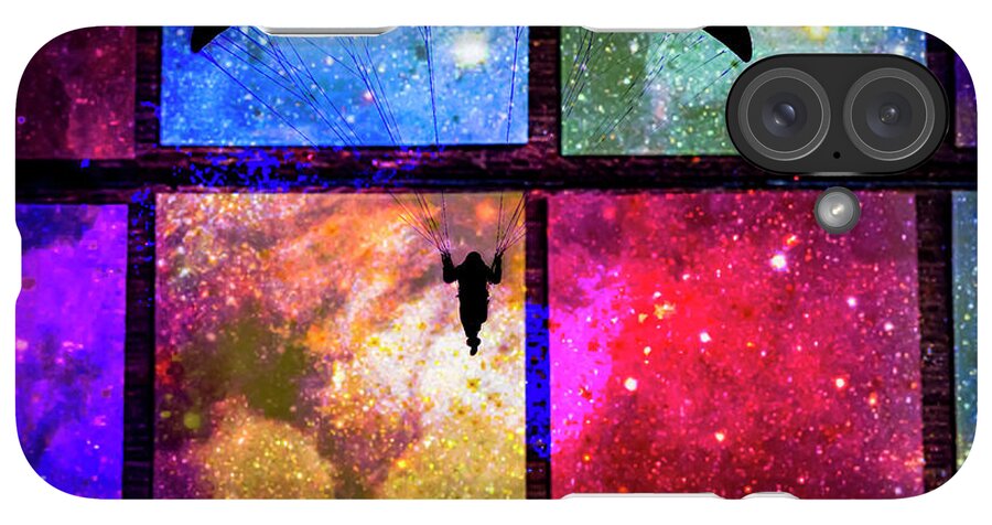 Paragliding Silhouette and Boxed Art - Phone Case