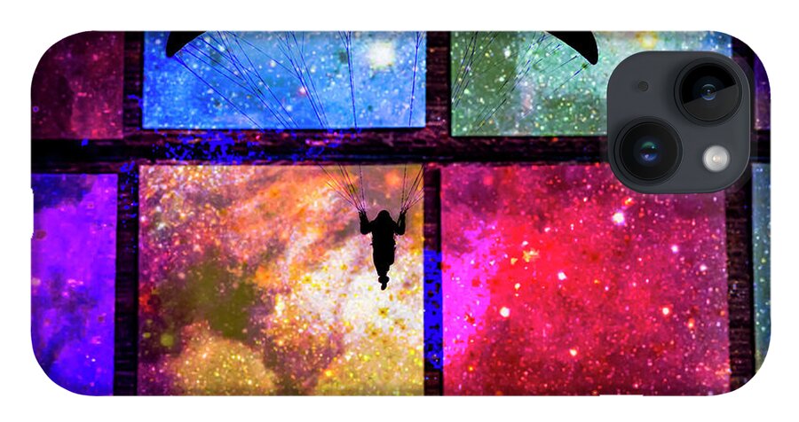 Paragliding Silhouette and Boxed Art - Phone Case