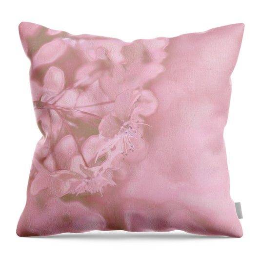 Pink Flowers Background Artistic Backdrop - Throw Pillow