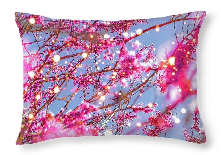 Pink Sparkling Blooms - Throw Pillow