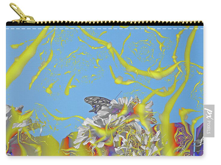 Plastered Yellow and Butterfly Landscape - Zip Pouch