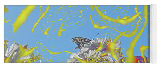 Plastered Yellow and Butterfly Landscape - Yoga Mat
