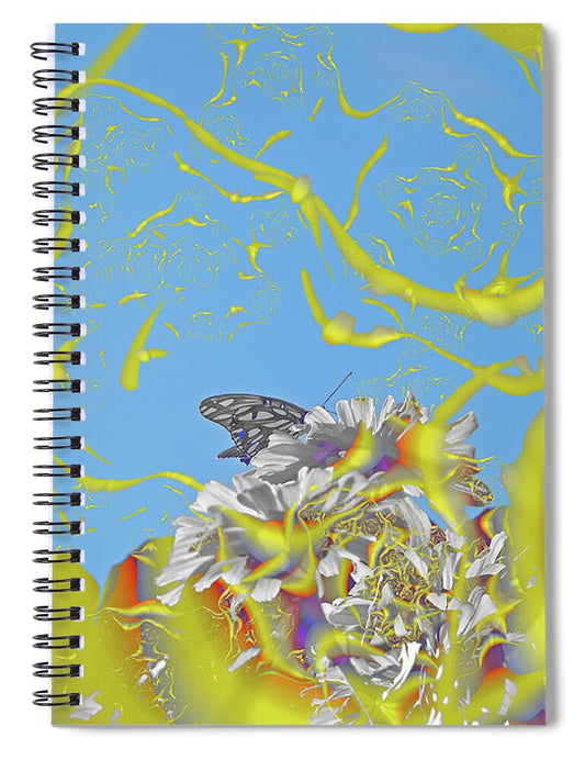 Plastered Yellow and Butterfly Landscape - Spiral Notebook