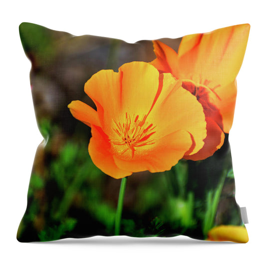 Poppy Flower Hugs - Throw Pillow