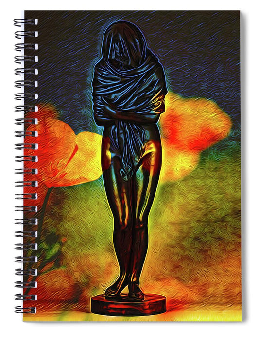 Poppy Flowers and Statue - Spiral Notebook