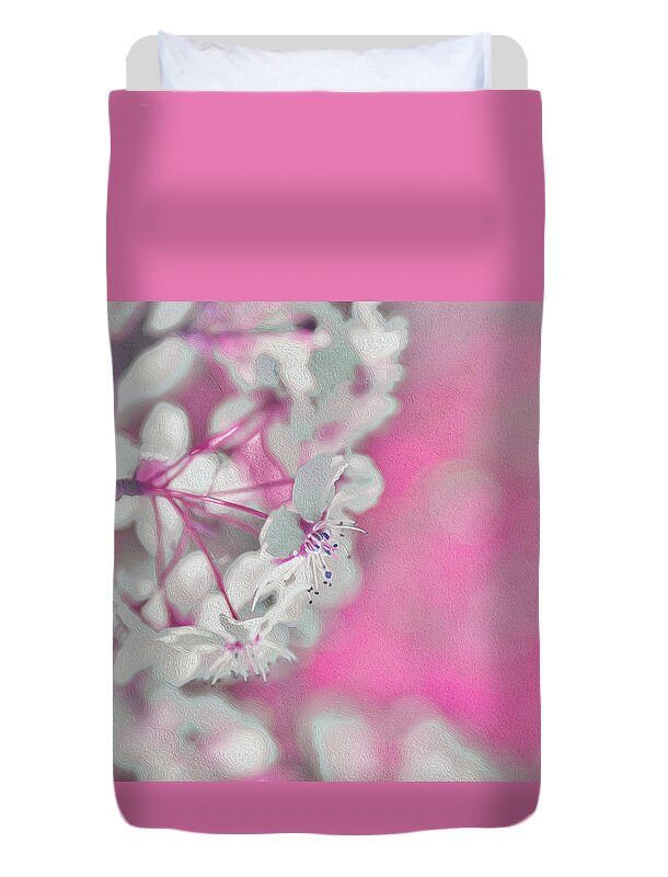 Pretty Pink Backdrop of Flowers - Duvet Cover
