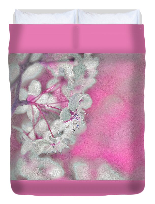Pretty Pink Backdrop of Flowers - Duvet Cover