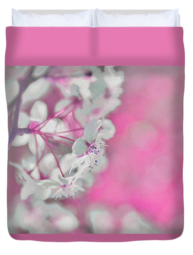 Pretty Pink Backdrop of Flowers - Duvet Cover