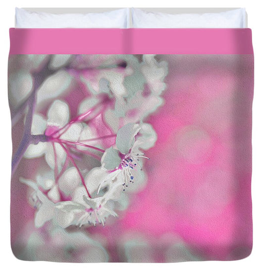 Pretty Pink Backdrop of Flowers - Duvet Cover