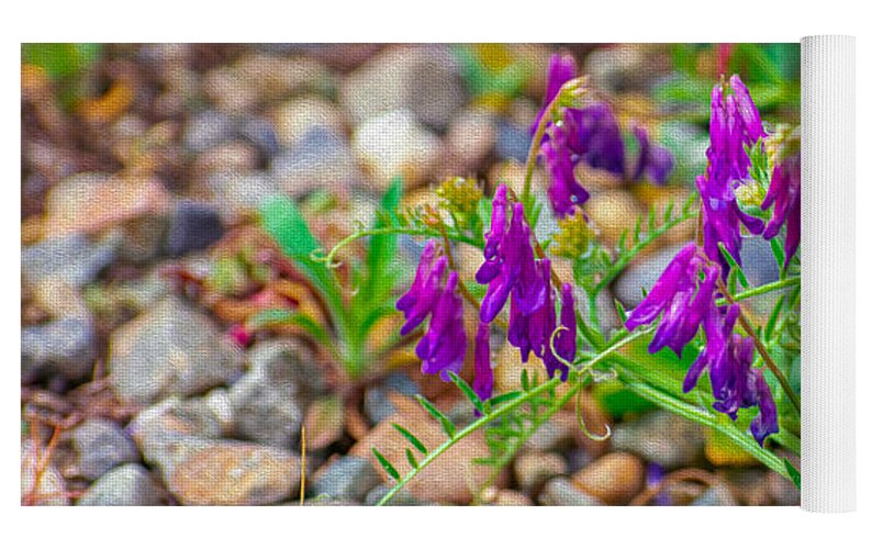 Purple Flowers Landscape Painting - Yoga Mat