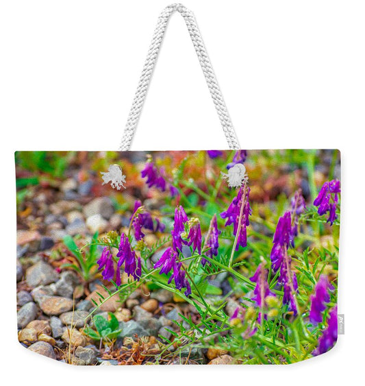 Purple Flowers Landscape Painting - Weekender Tote Bag
