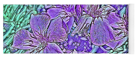 Purple Flowers Textured Art - Yoga Mat
