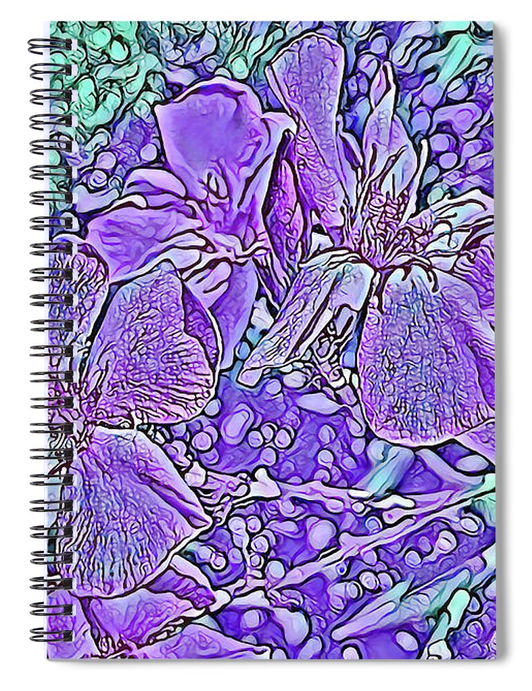 Purple Flowers Textured Art - Spiral Notebook