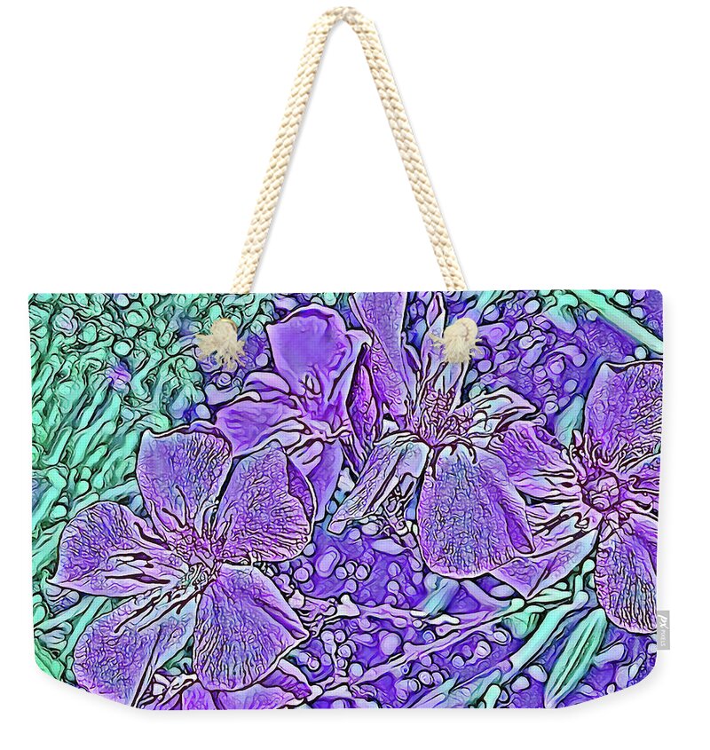 Purple Flowers Textured Art - Weekender Tote Bag