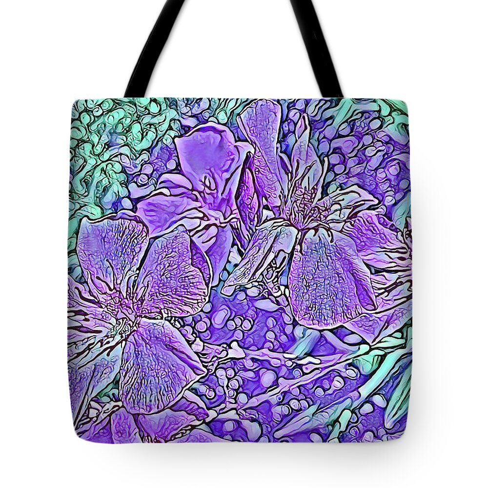 Purple Flowers Textured Art - Tote Bag