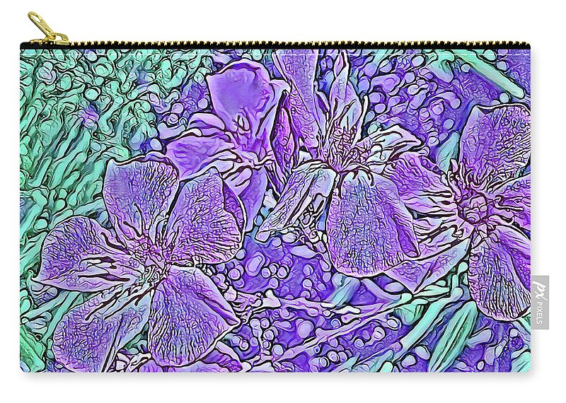 Purple Flowers Textured Art - Zip Pouch