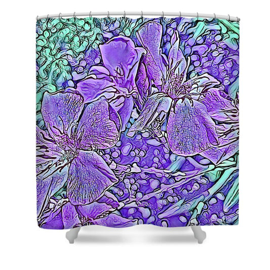 Purple Flowers Textured Art - Shower Curtain