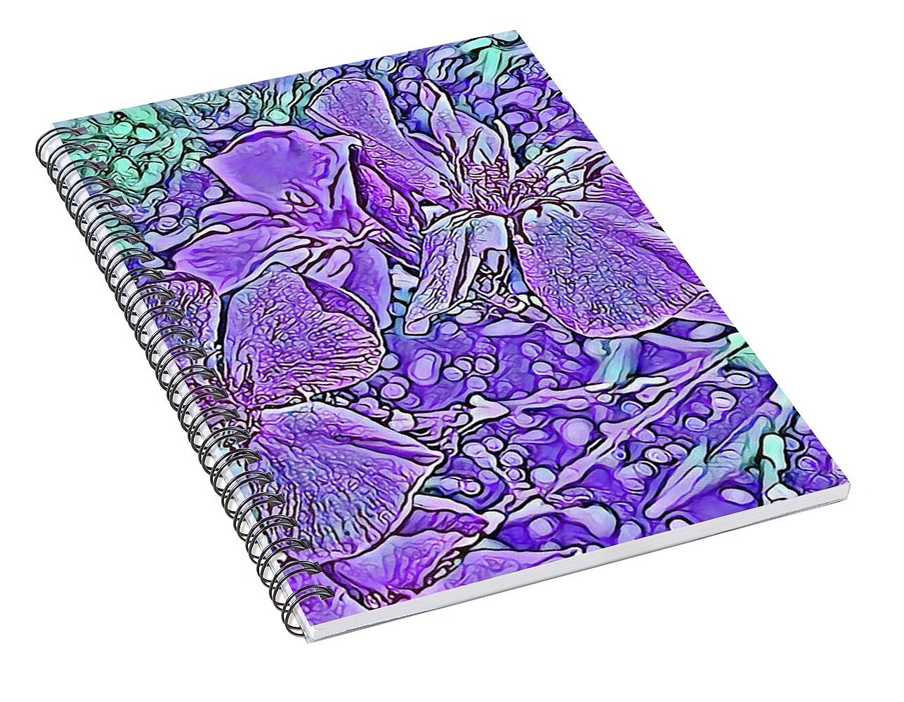 Purple Flowers Textured Art - Spiral Notebook
